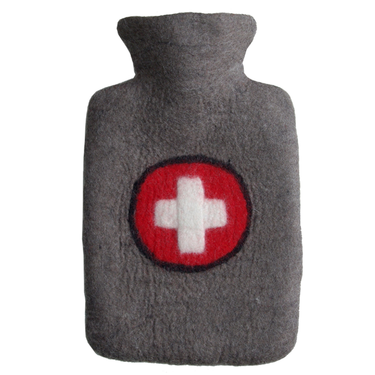 Wärmflasche Klassik 1,8 l mit Filzbezug Kreuz