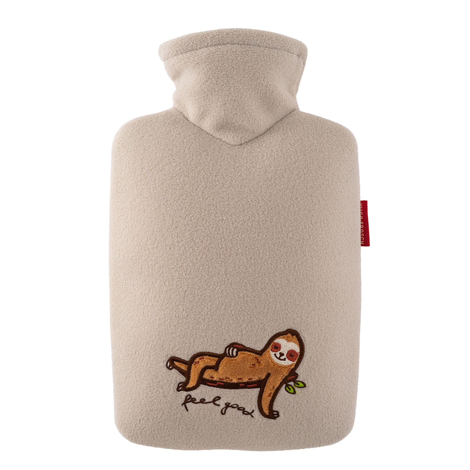 0680-hugo-frosch-waermflasche-klassik-Fleecebezug-feel-good-faultier-beige Wärmflasche Klassik 1,8 l mit Fleecebezug feel good beige