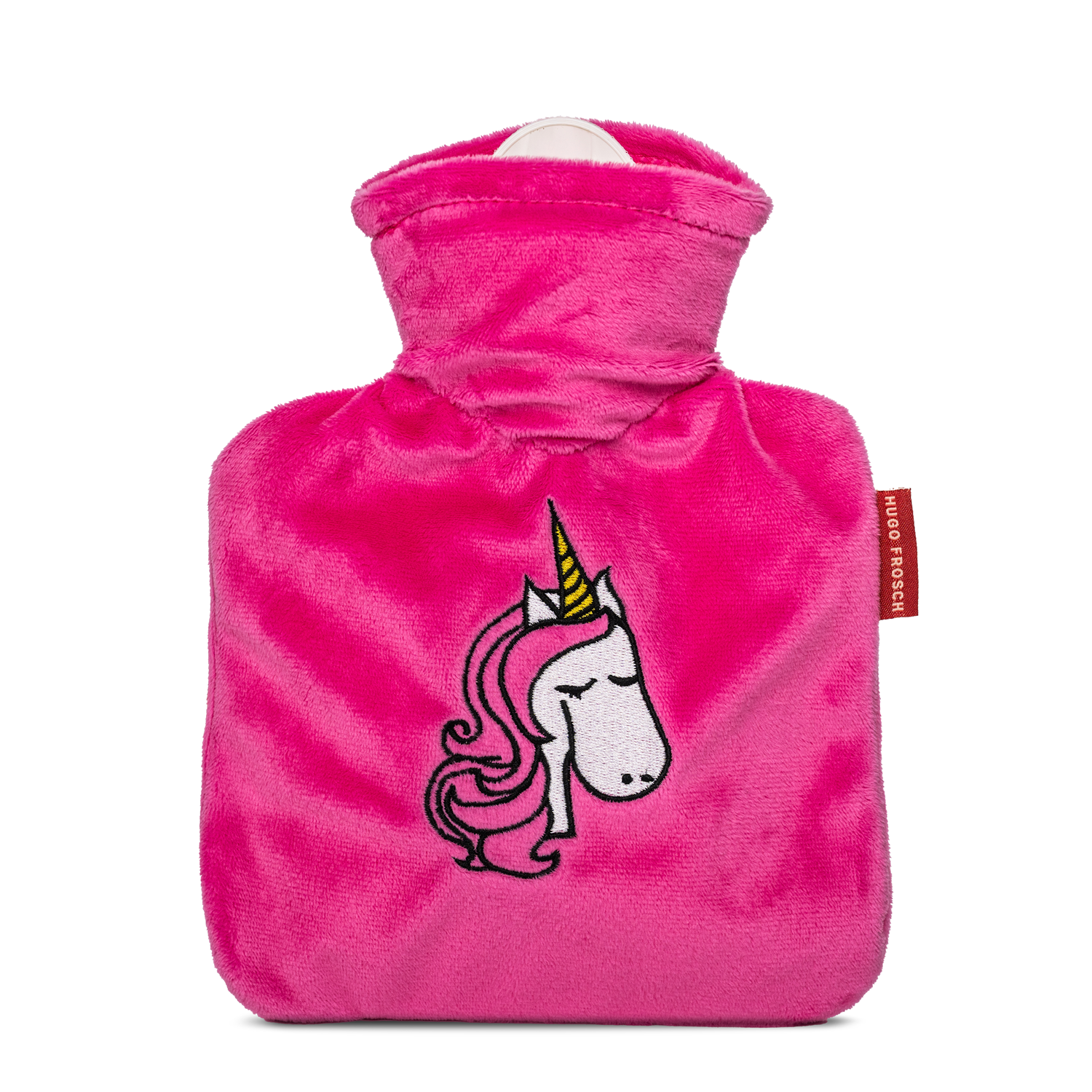 Wärmflasche Junior 0,6l mit Veloursbezug Einhorn pink