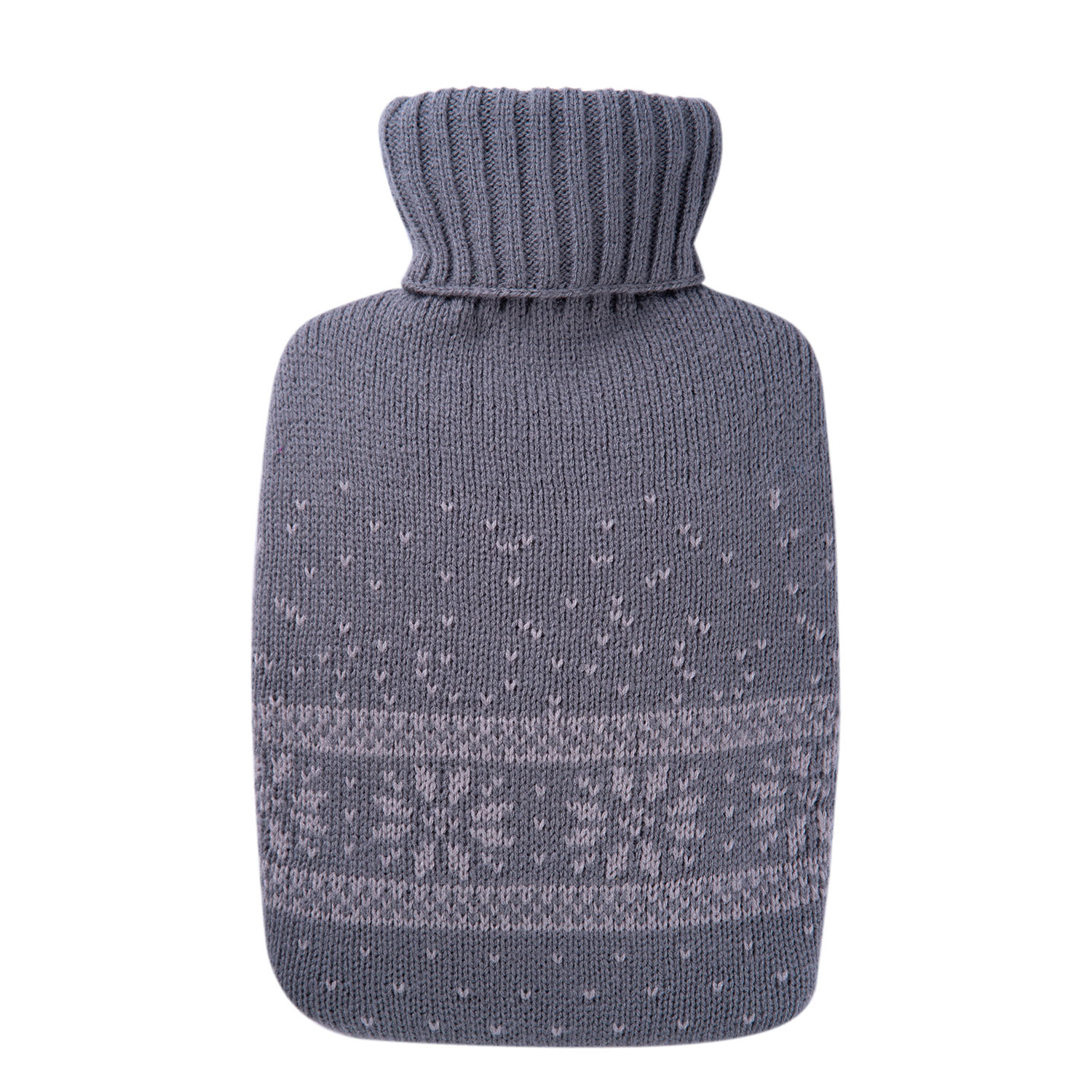0945-hugo-frosch-waermflasche-klassik-strickbezug-schneeflocken-grau Wärmflasche Klassik 1,8 l mit Strickbezug Schneeflocken