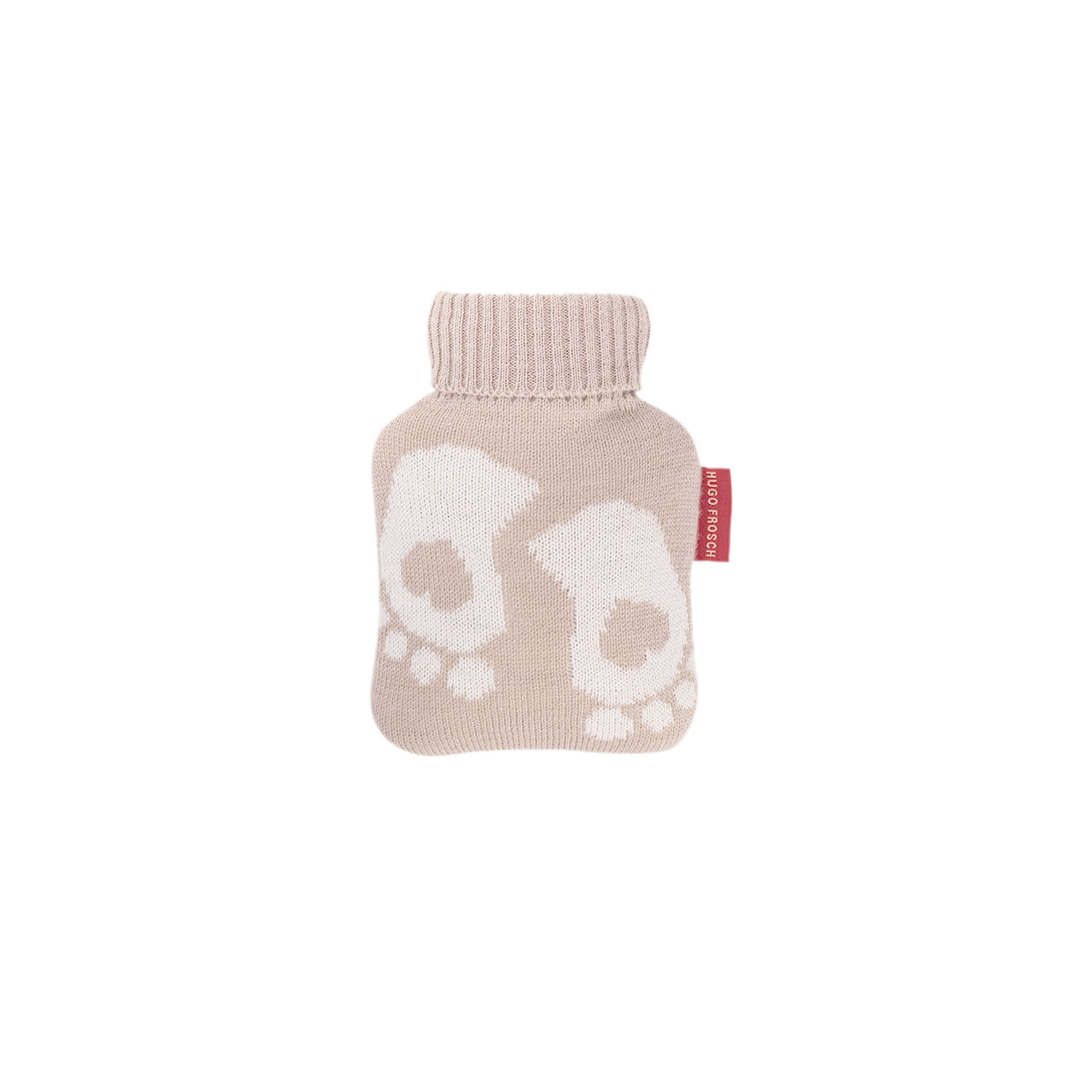 1135-hugo-frosch-waermflasche-mini-strickbezug-hellbraun-fuesse Mini-Wärmflasche 0,2 l mit Strickbezug hellbraun Füße