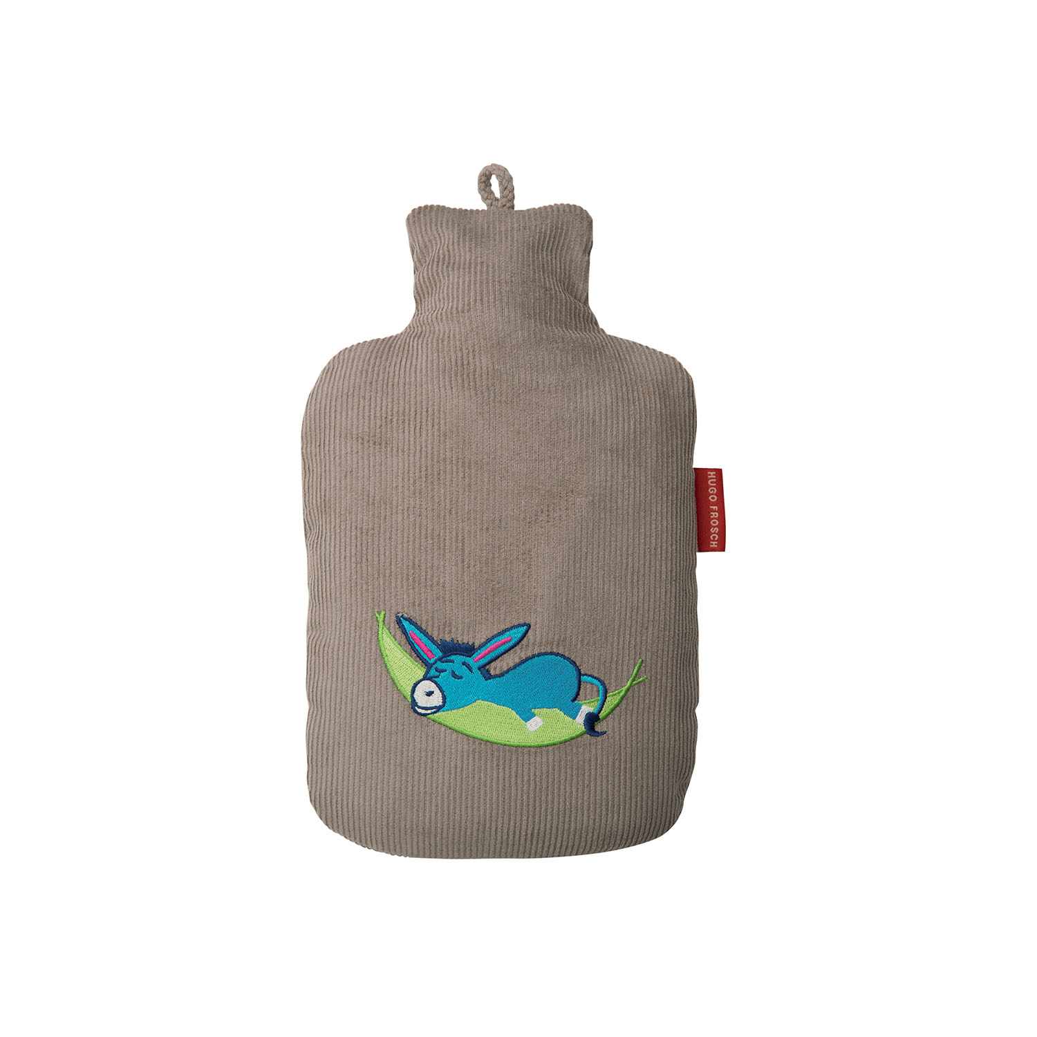 3170-hugo-frosch-waermflasche-kinder-oeko-cord-esel-grau Kinder Öko-Wärmflasche 0,8 l mit Cordbezug "Esel" in warmem grau