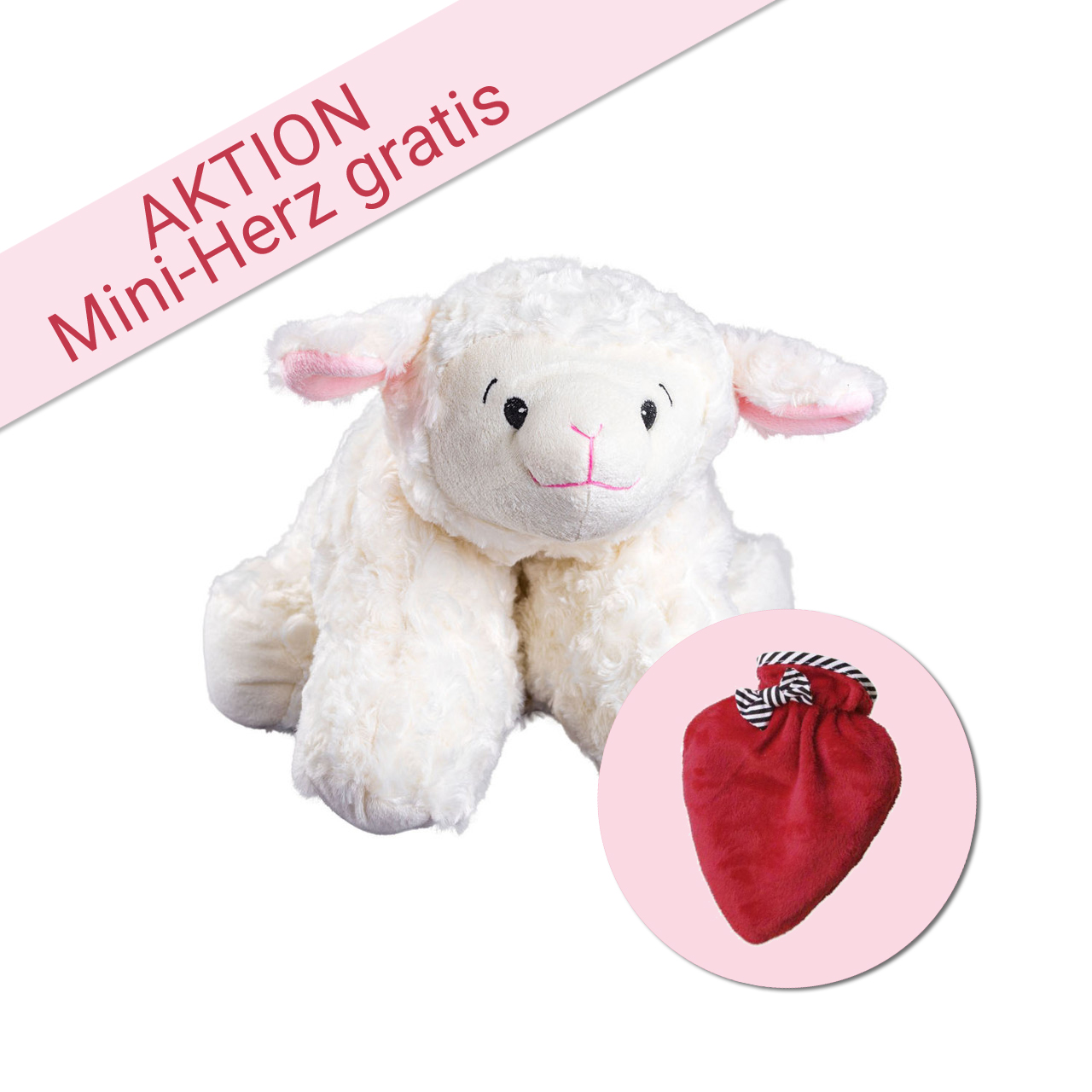 Wärmflasche Klassik 1,8 l Kuschelkissen Schaf u. gratis Mini-Herz
