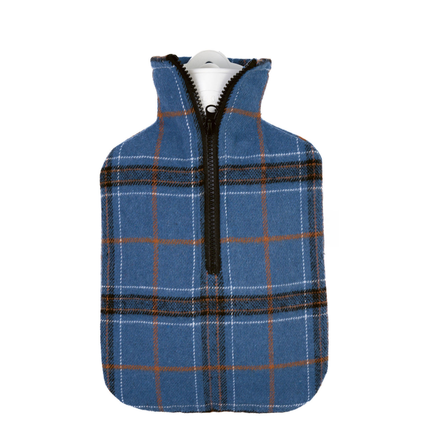0676-hugo-frosch-waermflasche-klassik-flanellbezug-karo-jeansblau Wärmflasche Klassik 1,8 l Flanellbezug Karo jeansblau