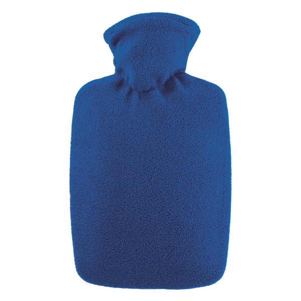 Wärmflasche Klassik 1,8 l mit Fleecebezug blau