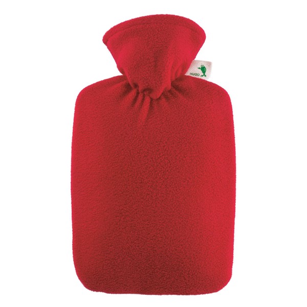 Wärmflasche Klassik 1,8 l mit Fleecebezug rot