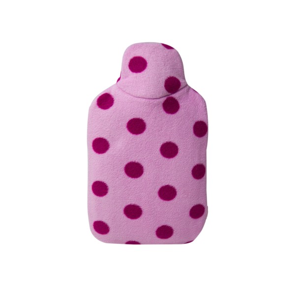 Kinder Öko-Wärmflasche 0,8 l mit Double-Fleecebezug rosa Punkte