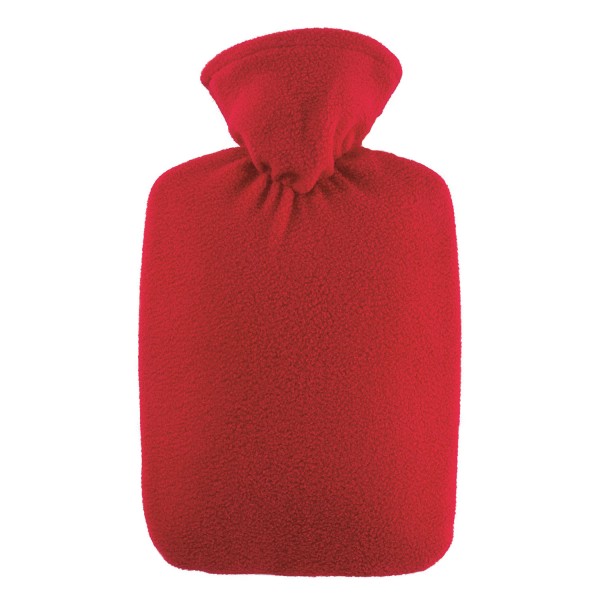 Wärmflasche Klassik 1,8 l mit Fleecebezug rot