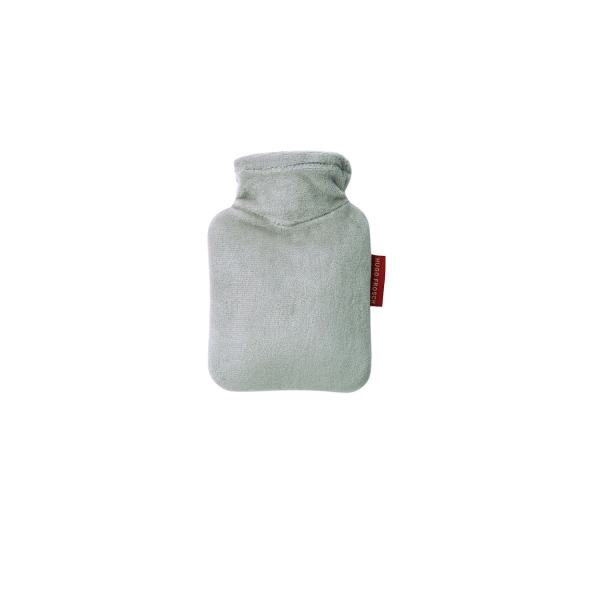 Mini-Wärmflasche 0,2 l mit Veloursbezug grau