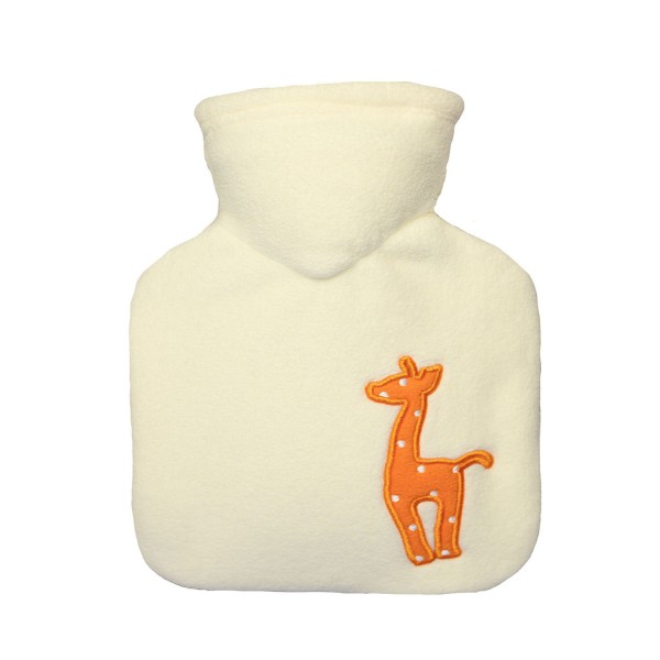 Kinder-Wärmflasche 0,6 l mit Bezug Fleece weiß Giraffe
