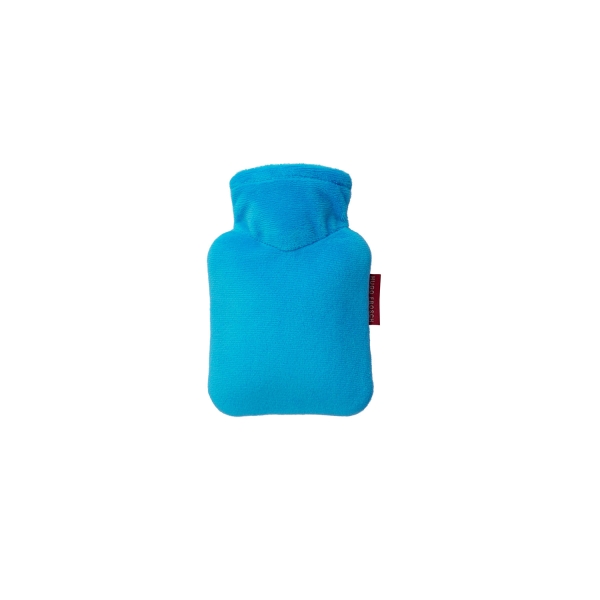 Mini-Wärmflasche 0,2 l mit Veloursbezug wasserblau